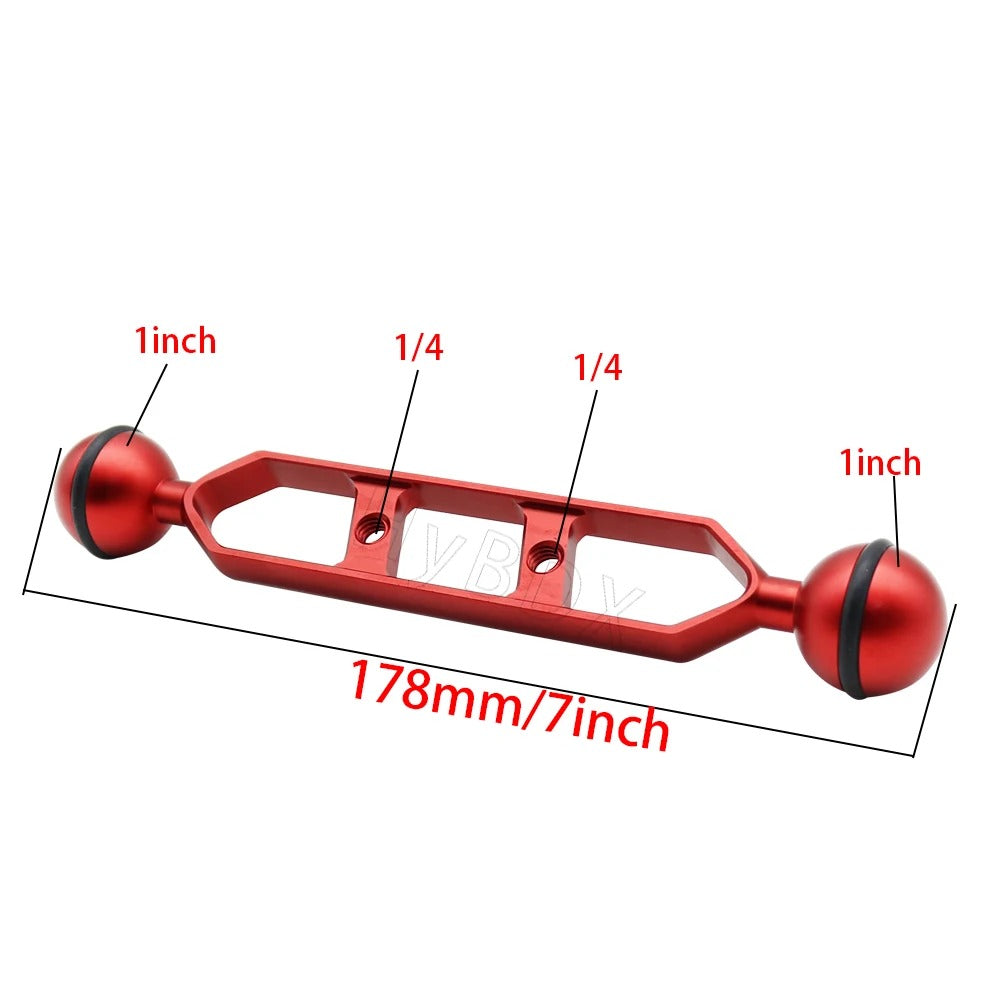1" Dual Ball Head Arm w/ 1/4" holes - 5"/7"/9"/11" Sizes