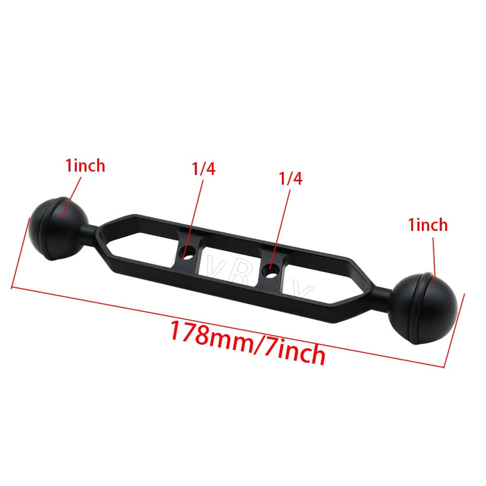 1" Dual Ball Head Arm w/ 1/4" holes - 5"/7"/9"/11" Sizes