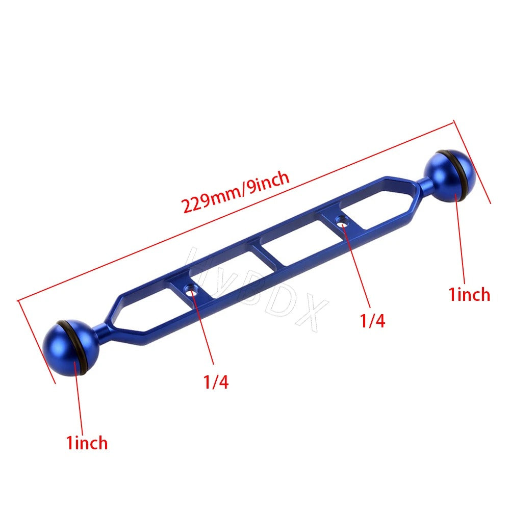 1" Dual Ball Head Arm w/ 1/4" holes - 5"/7"/9"/11" Sizes