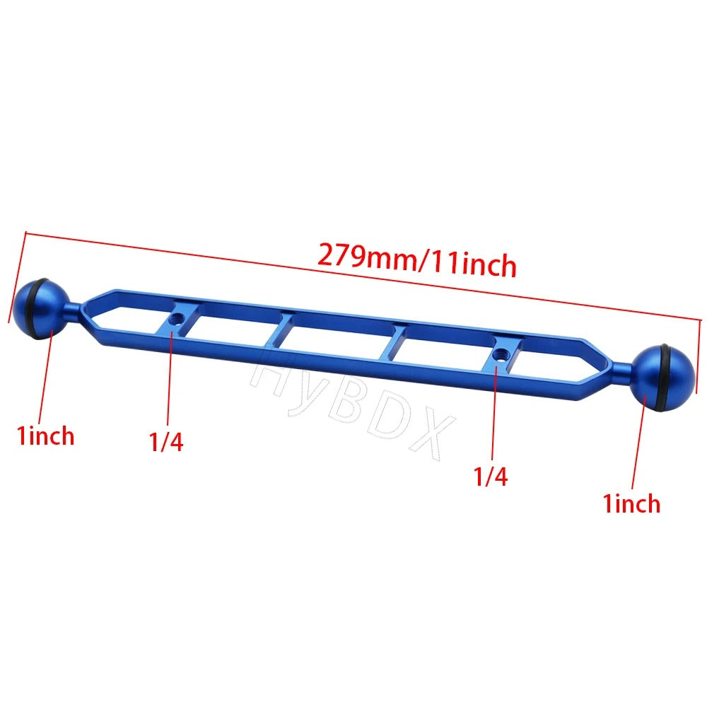 1" Dual Ball Head Arm w/ 1/4" holes - 5"/7"/9"/11" Sizes