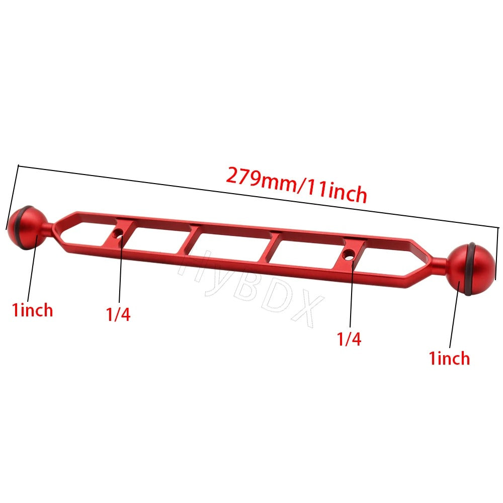 1" Dual Ball Head Arm w/ 1/4" holes - 5"/7"/9"/11" Sizes