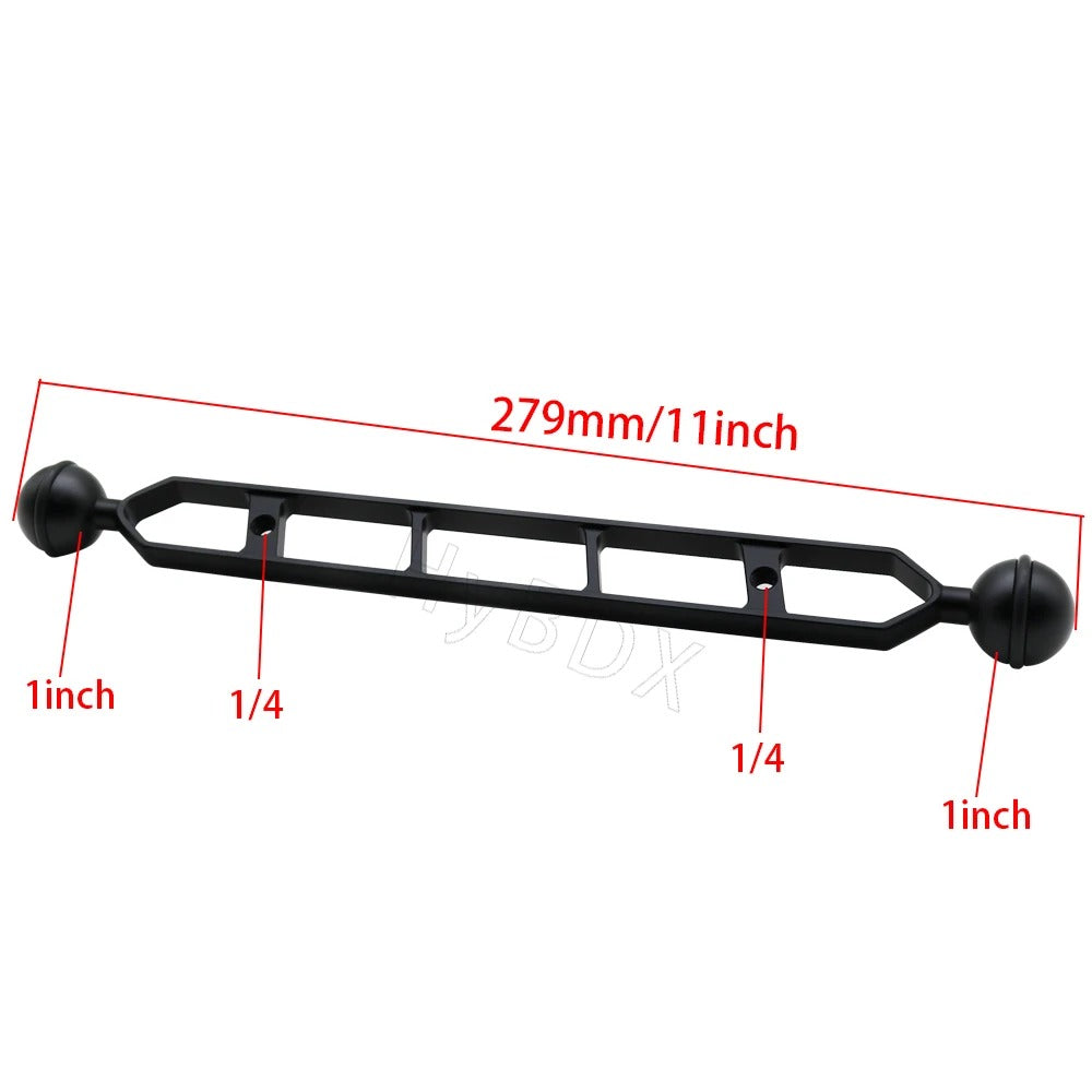 1" Dual Ball Head Arm w/ 1/4" holes - 5"/7"/9"/11" Sizes