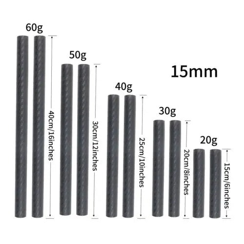 19mm and 15mm Carbon Fibre Rods - 2 Piece