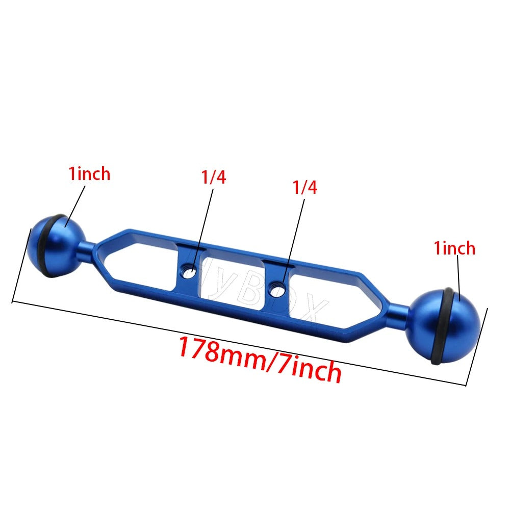 1" Dual Ball Head Arm w/ 1/4" holes - 5"/7"/9"/11" Sizes