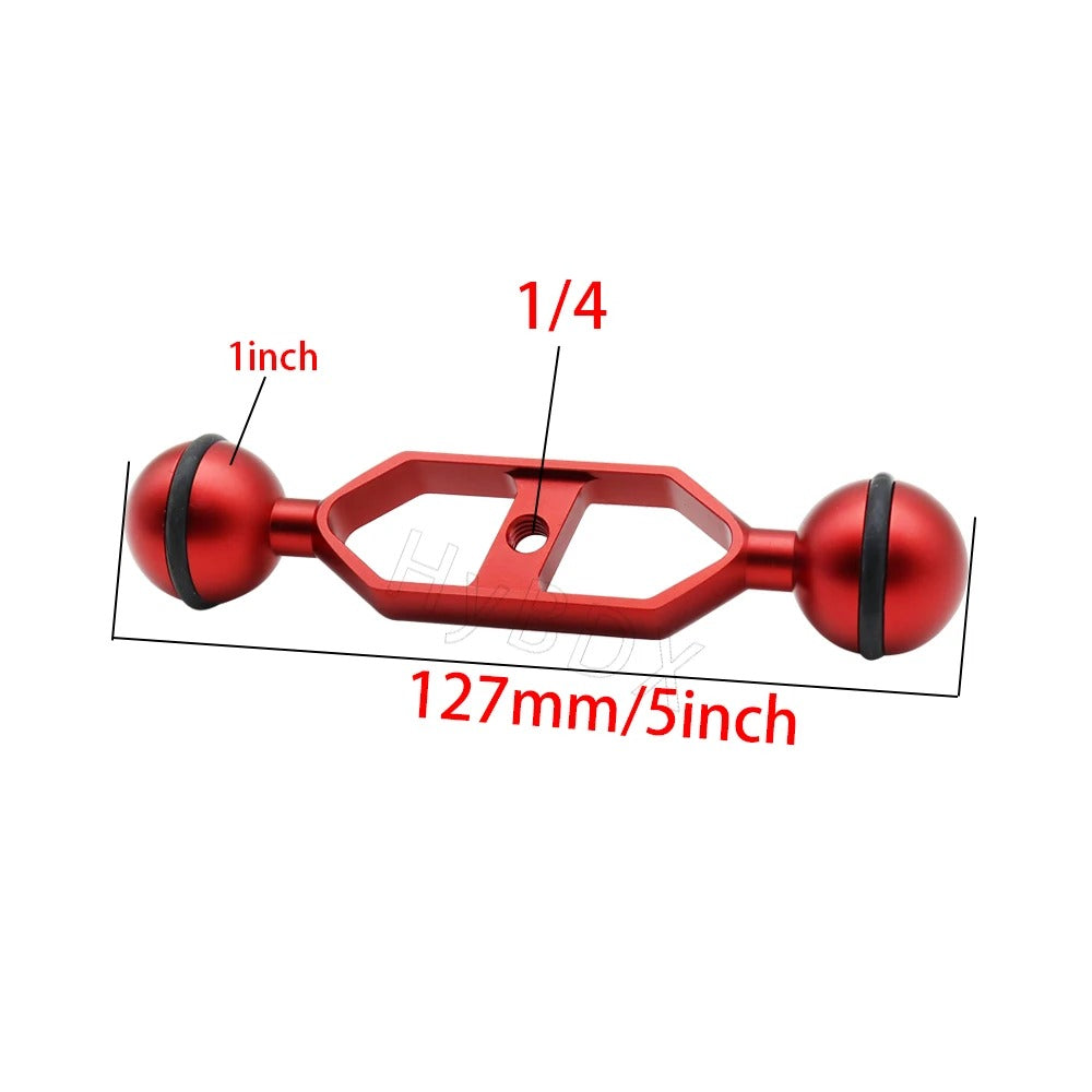 1" Dual Ball Head Arm w/ 1/4" holes - 5"/7"/9"/11" Sizes